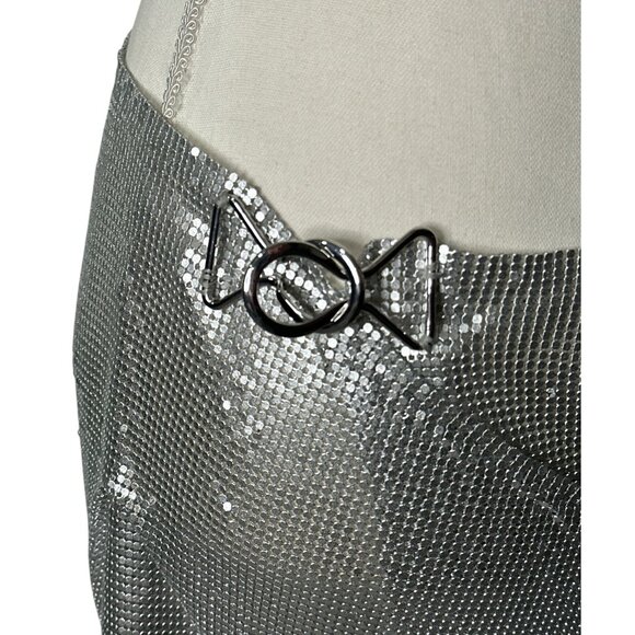 OW Collection Gemma Mini Skirt in Silver Medium New Womens Chainmail - Picture 10 of 15